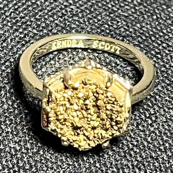 KENDRA SCOTT Kylie Hexagon Gold Druzy Ring Size 4.5 - Picture 7 of 8
